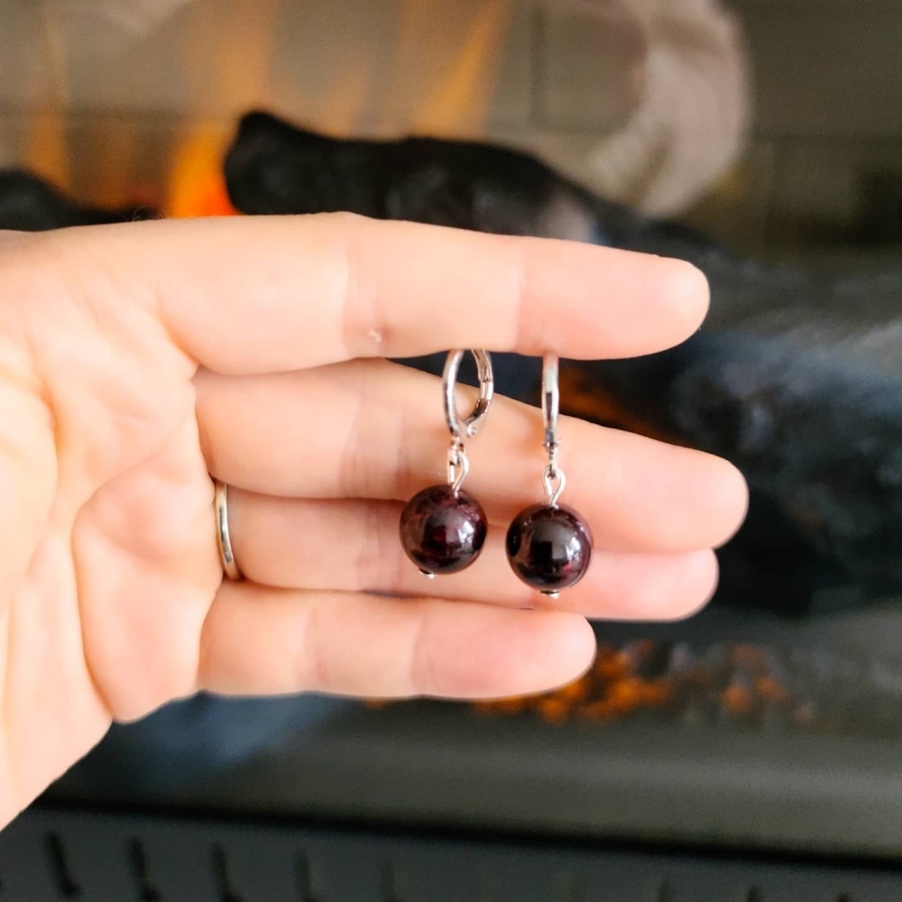 Garnet beaded earrings